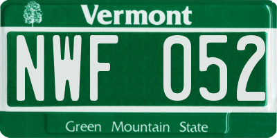 VT license plate NWF052