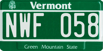 VT license plate NWF058