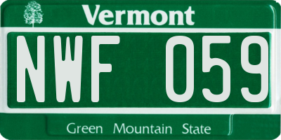 VT license plate NWF059