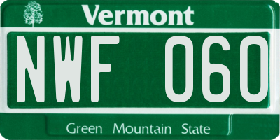 VT license plate NWF060