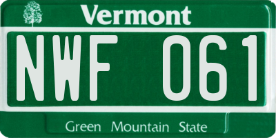VT license plate NWF061