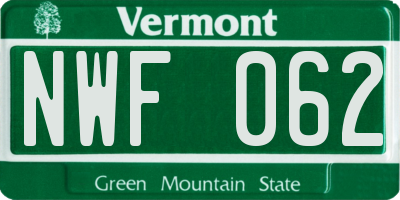 VT license plate NWF062