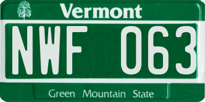VT license plate NWF063