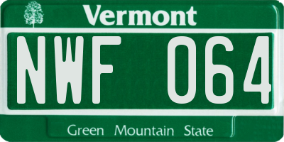 VT license plate NWF064