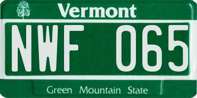 VT license plate NWF065