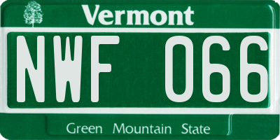 VT license plate NWF066