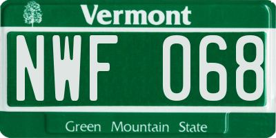 VT license plate NWF068