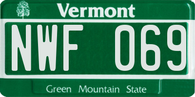VT license plate NWF069