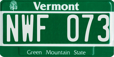 VT license plate NWF073