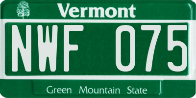 VT license plate NWF075