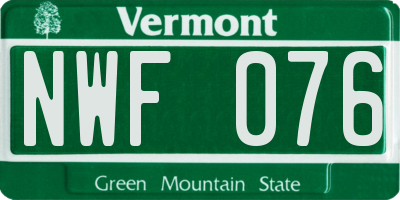 VT license plate NWF076