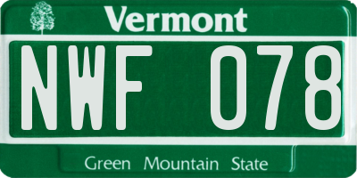 VT license plate NWF078