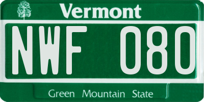 VT license plate NWF080