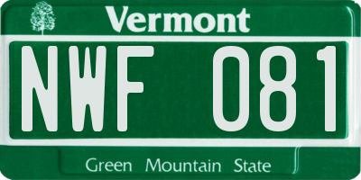 VT license plate NWF081