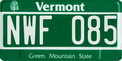 VT license plate NWF085