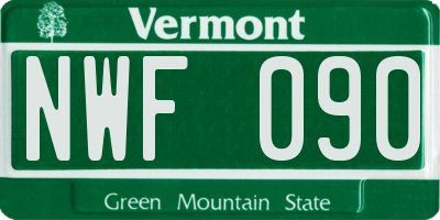 VT license plate NWF090