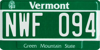 VT license plate NWF094