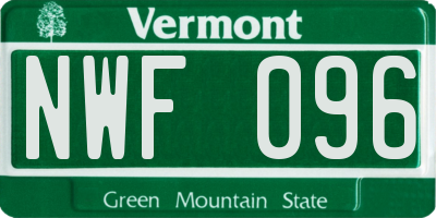VT license plate NWF096