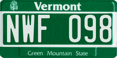 VT license plate NWF098