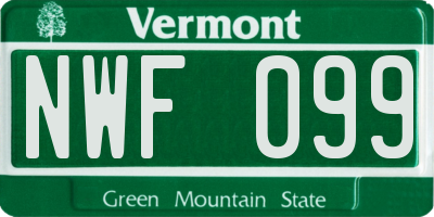 VT license plate NWF099