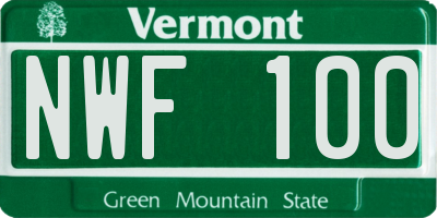 VT license plate NWF100