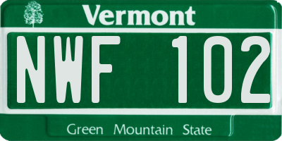 VT license plate NWF102