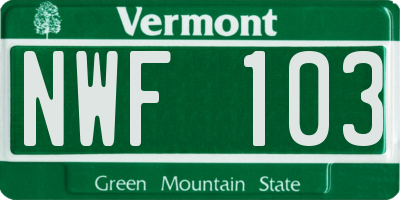 VT license plate NWF103