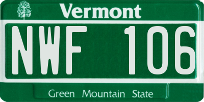 VT license plate NWF106