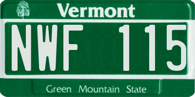 VT license plate NWF115