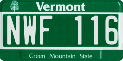 VT license plate NWF116