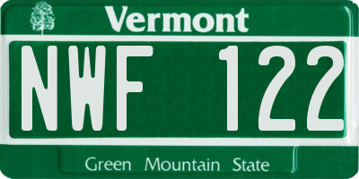 VT license plate NWF122