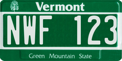 VT license plate NWF123