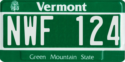 VT license plate NWF124