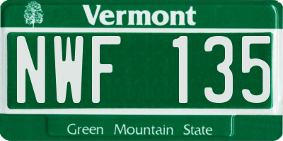 VT license plate NWF135