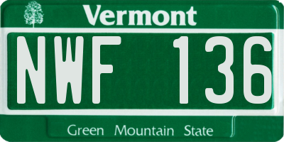 VT license plate NWF136