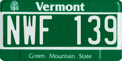 VT license plate NWF139