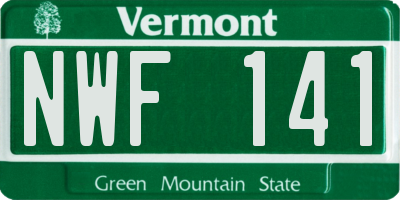 VT license plate NWF141