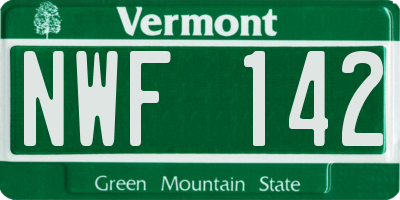 VT license plate NWF142