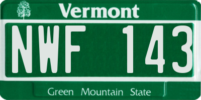 VT license plate NWF143