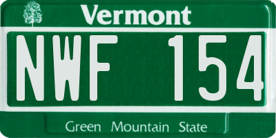 VT license plate NWF154