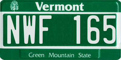 VT license plate NWF165