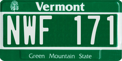 VT license plate NWF171