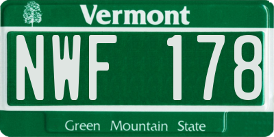 VT license plate NWF178