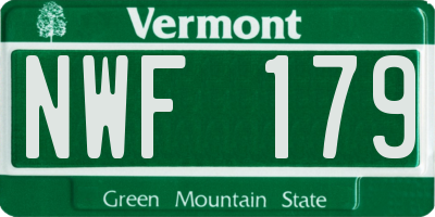 VT license plate NWF179