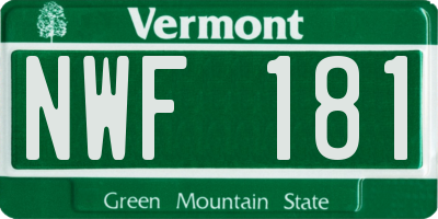 VT license plate NWF181