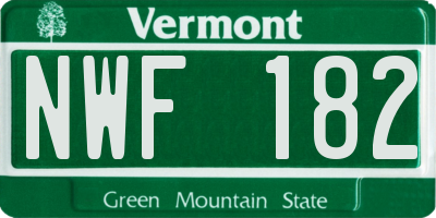 VT license plate NWF182