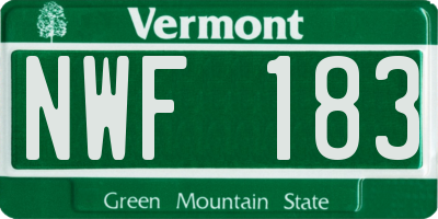 VT license plate NWF183
