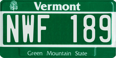 VT license plate NWF189