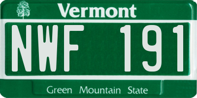 VT license plate NWF191