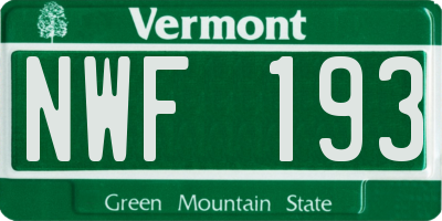 VT license plate NWF193